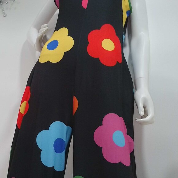 Floral Black Wide Leg Jumpsuit - Picture 6 of 12